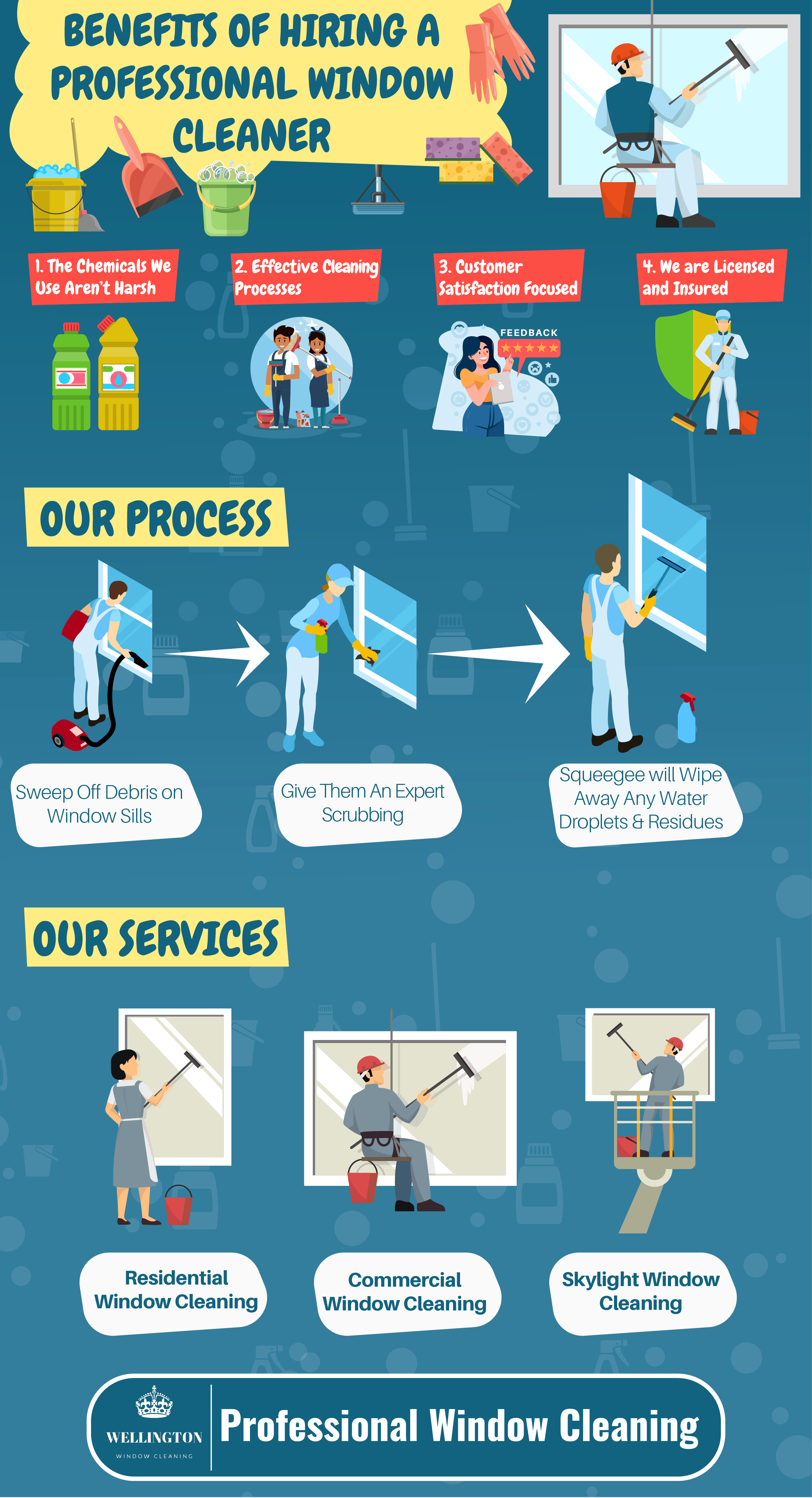 image of infographic showcasing the benefits of hiring a professional window washer